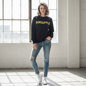 🎀MSGM Black Sweatshirt small PINEAPPLE print